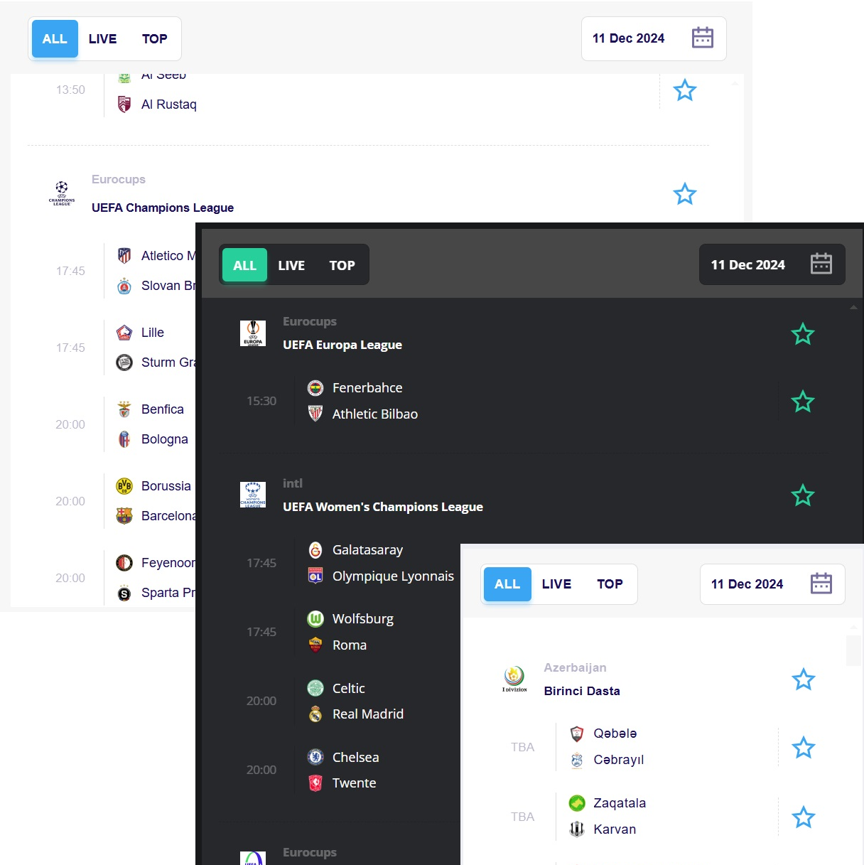 Scheduled Matches Widget Preview